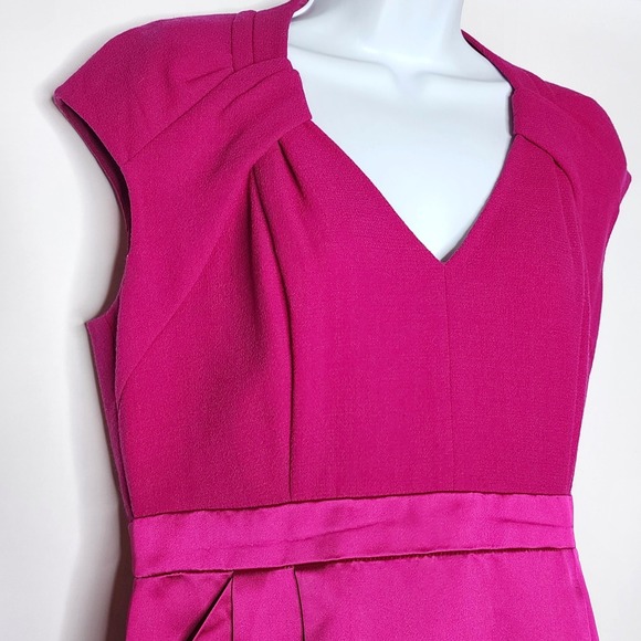 Carmen Marc Valvo Cap-sleeve Cocktail Dress Raspberry Pink Sz 10 - Picture 8 of 14